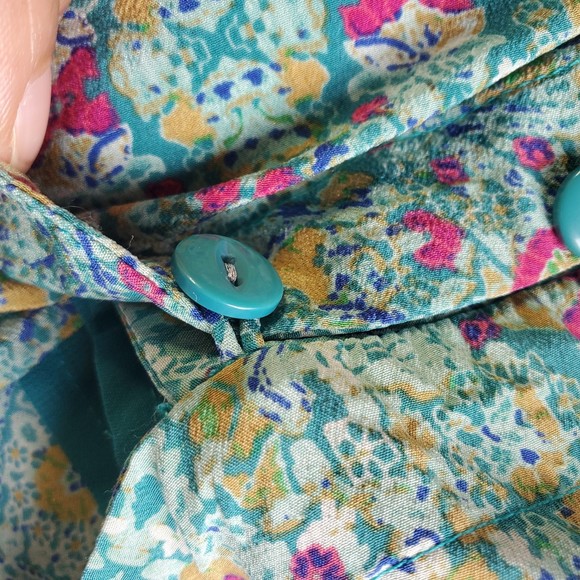 Maeve Anthropologie size 0 /XS Meret Tunic Silk Green Floral Paisley Tank Top - Picture 3 of 9